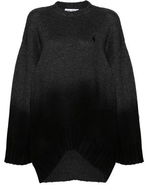 The Attico Ribbed-Knit Mini Dress - Black