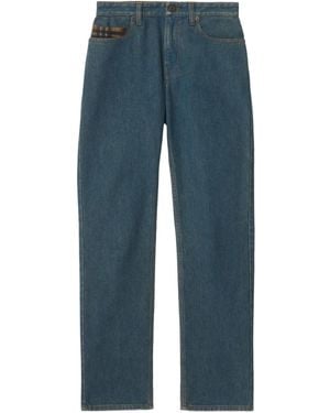Burberry Logo-Patch Straight-Leg Jeans - Blue