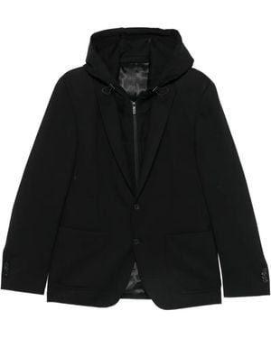 KARL LAGERFELD Hooded Layered Jacket - Black