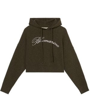 Blumarine Cropped Hoodie Met Logo - Groen