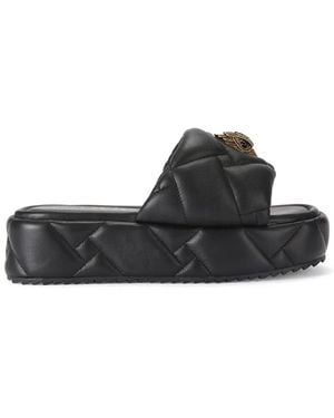 Kurt Geiger Kensington Puff Leather Flatform Sandals - Black