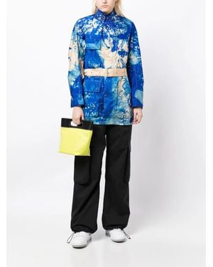 Stain Shade Belted Tie Dye-Print Jacket - Blue