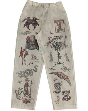Samuel Zelig Medieval Print Trousers - グレー