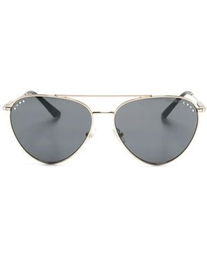Jimmy Choo Crystal-Embellished Pilot-Frame Sunglasses - Grey