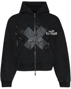 RRR123 Bad Eyes Zip-Up Hoodie - Black