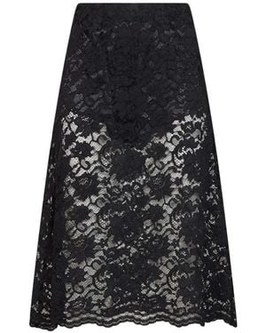 Blanca Vita Giraz Scalloped Lace Midi Skirt - Black