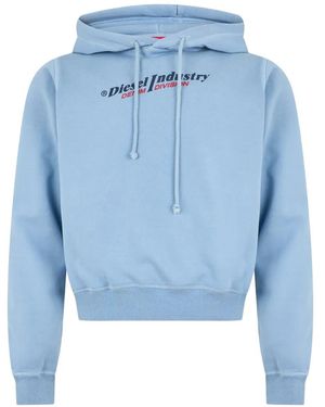 DIESEL Cropped Logo-Print Hoodie - Blue
