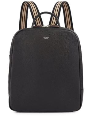 Osprey Grained-Leather Striped-Strap Backpack Bag - Black