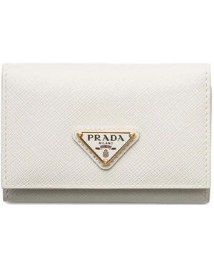 Prada Saffiano Leather Card Holder - White