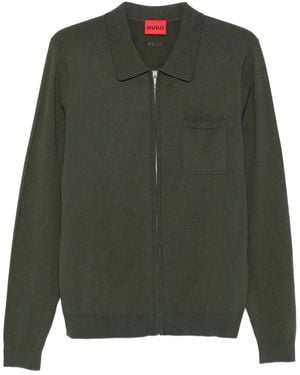 BOSS Front-Zipped Single-Pocket Cardigan - Green