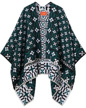 La DoubleJ Geometric-pattern Cape - ブルー