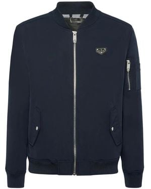 Philipp Plein Logo-Plaque Bomber Jacket - Blue