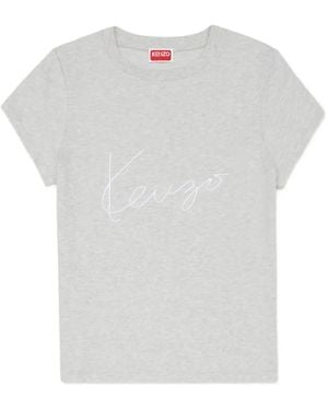 KENZO T-Shirt Mit Signature-Stickerei - Weiß