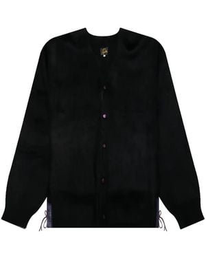 Needles Mohair Leather-Patch Cardigan - Black