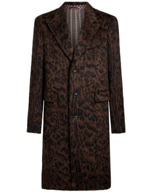 Etro Jacquard Coat With Animal Motif - Brown