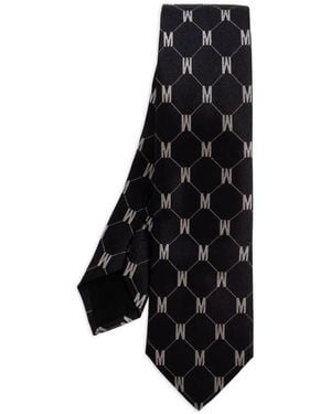 Moschino Silk Tie With Monogram - Black