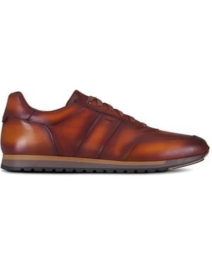 Magnanni Panelled Leather Trainers - Red