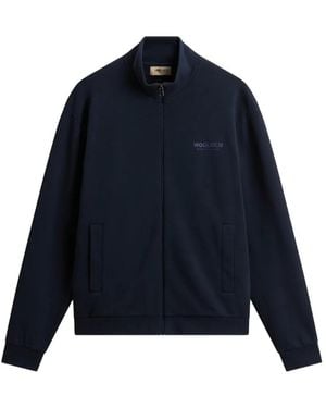 Woolrich Sweat Zippé À Patch Logo - Blue