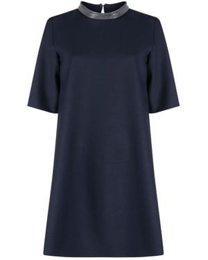 Fabiana Filippi Beaded Round-Neck Minidress - Blue
