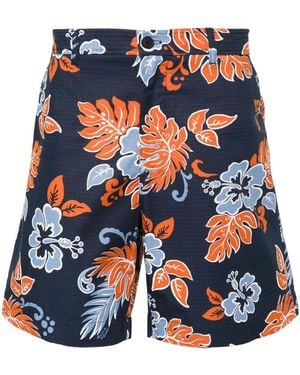 Maison Kitsuné Floral-Print Ripstop Shorts - Blue