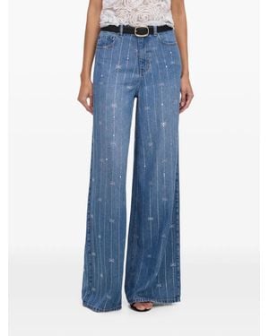 Self-Portrait Strassverzierte Jeans Mit Schleifen-Print - Blau