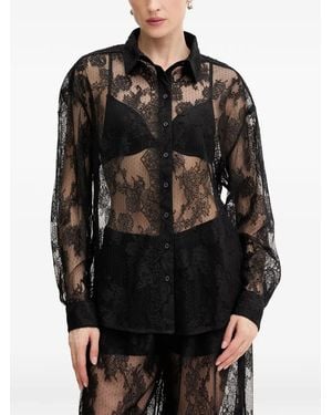 Bardot Aleida Floral-Lace Shirt - Black