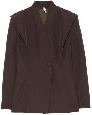 Imperial Padded-Shoulder Single-Breasted Jacket - Brown