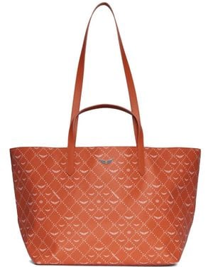Zadig & Voltaire Z Xl Printed Leather Tote Bag - Orange