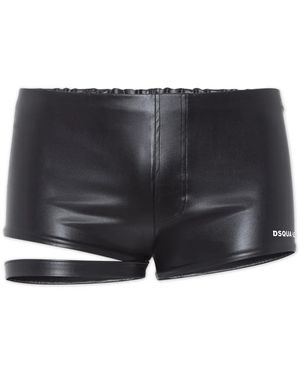 DSquared² Faux-Leather Swim Trunks - Grey