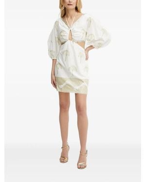SIMONA CORSELLINI Embroidered-Flowers Cut-Out Mini Dress - Natural