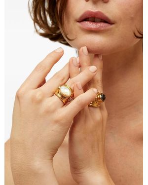 Gas Bijoux Simone Pearl Rhinestone Ring - Brown