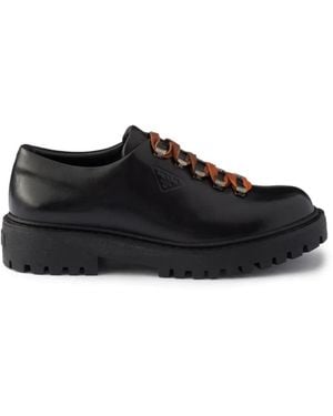 Prada Aged Leather Sneakers - Black