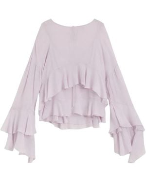 BOSS Ruffled Boat-Neck Blouse - Pink
