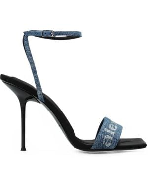 Alexander Wang Julie Logo-Embellished Denim Sandals - White