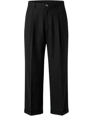 MOOD_ONE Pleated Turn-Up Trousers - Black