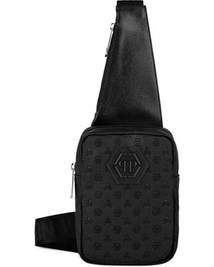 Philipp Plein Monogram-Pattern Messenger Bag - Black