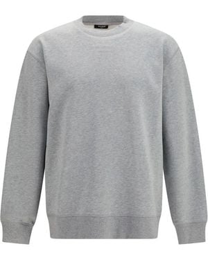 Balmain Sweat En Coton À Logo Brodé - Gris
