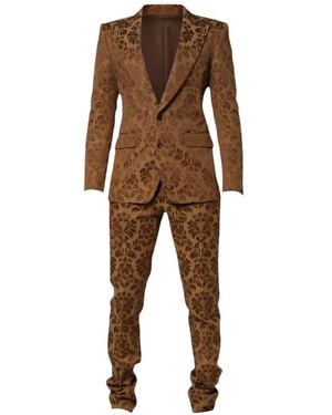 Dolce & Gabbana Sicilia Floral-Jacquard Suit - Brown