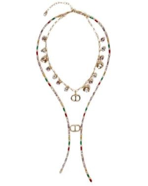 Twinset Logo-Charm Rhinestone-Embellished Necklace - White