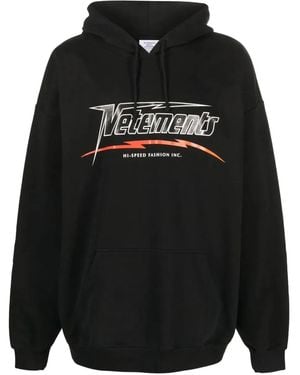 Vetements Logo-Print Hoodie - Black