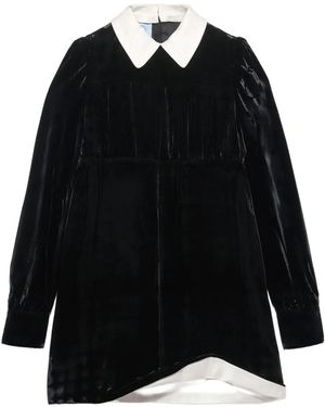 Prada Robe Courte En Velours À Col - Black