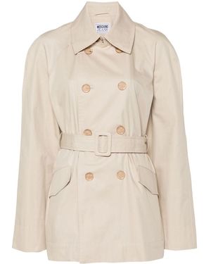 Moschino Chain Link-Detail Trench Coat - Natural