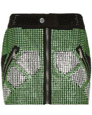 Philipp Plein Crystal-Embellished Skirt - Green