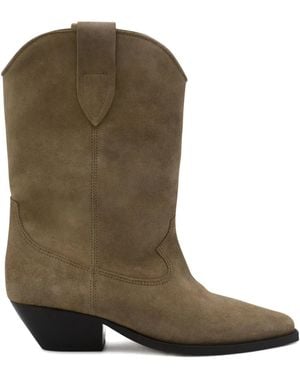 Isabel Marant Duerto Suede Cowboy Boots - Green