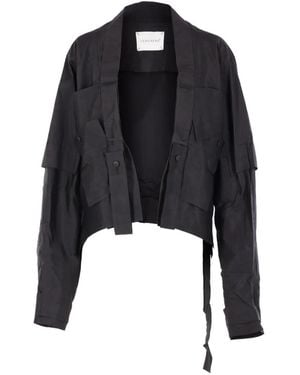 Yehuafan Deconstructed Asymmetric Silk Jacket - Black