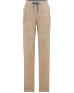 Brunello Cucinelli リブニット パンツ - ナチュラル
