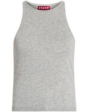 STAUD Ayana Ribbed-Knit Tank Top - Grey