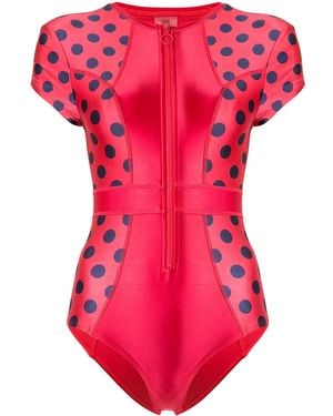 Duskii Bañador Cerise Con Manga Corta Japonesa - Rojo
