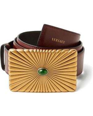 Versace Leather Belt 4 Cm - Metallic