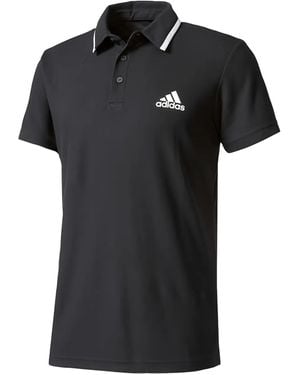 adidas Contrast-Collar Polo Shirt - Black